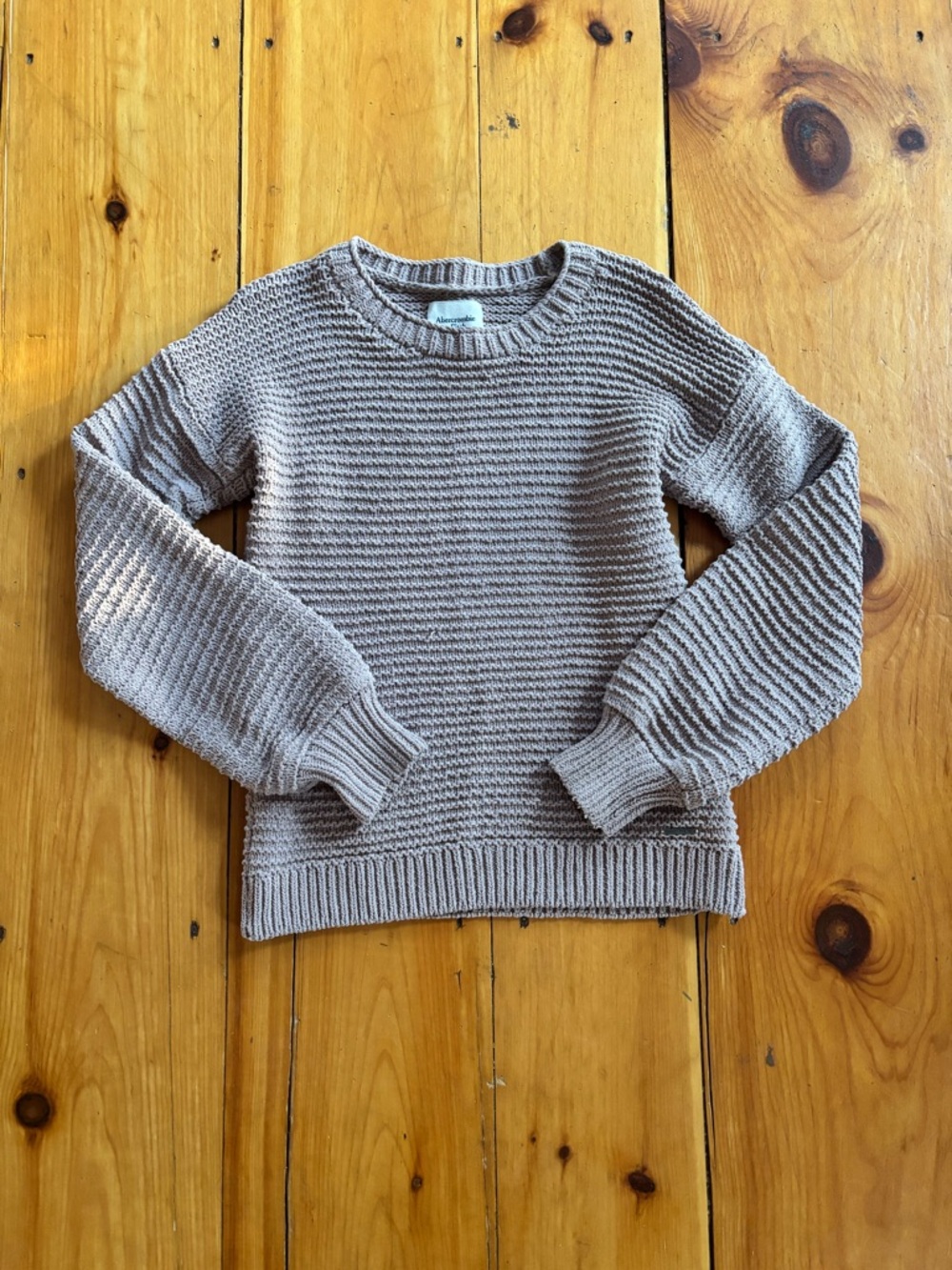 Abercrombie & Fitch Chunky Knit Sweater Small Beige Crewneck